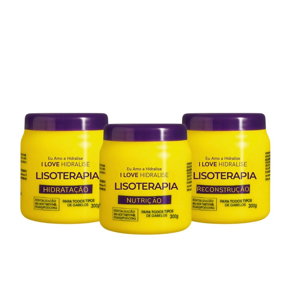 Detalhes do Kit Cuidados Capailares Lisoterapia Completo Shampoo e Condicionador 1L + Cronograma + Reparador 7ml – Hidratação+Brilho