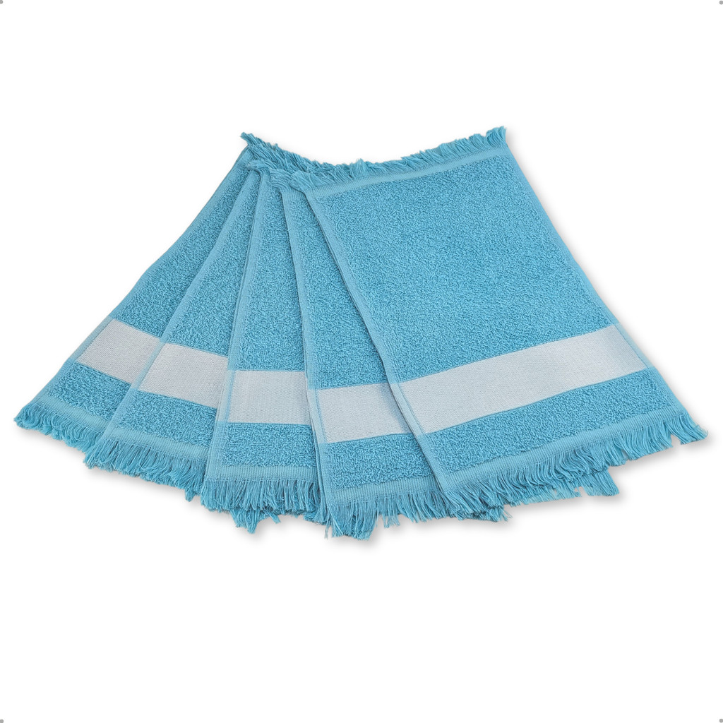 Kit 12 Toalha Social Franja Sublimação Transfer Estampa Sublimática Escolar Brinde  Cor Azul Bebê