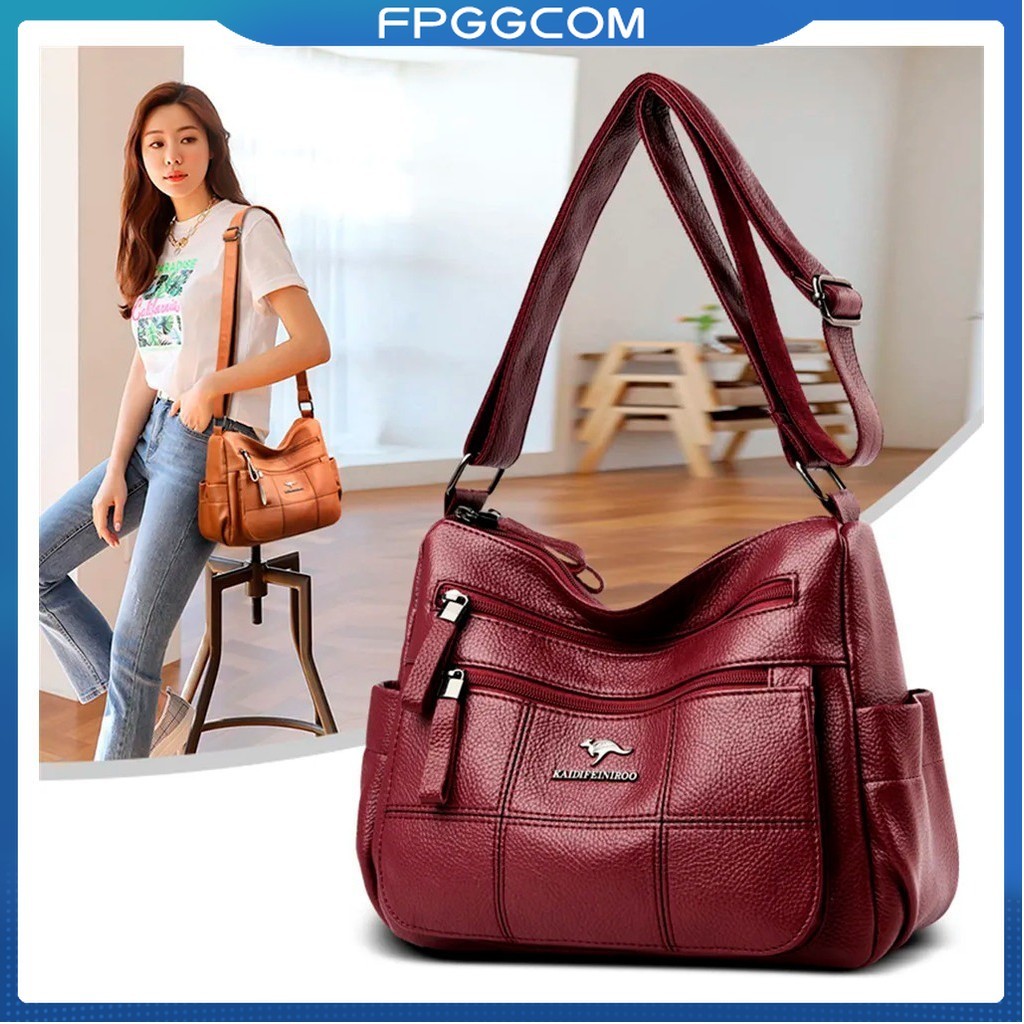 Bolsa Feminina Média Em Couro Eco Prática Transversal Crossbody 