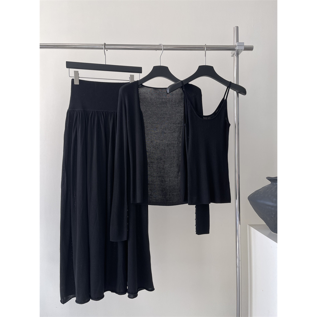 JAYT Elegante Casual Feminino Temperamento Macio Combinando Elegante Saia de Malha Plissada de Três Peças Desgaste Franc
