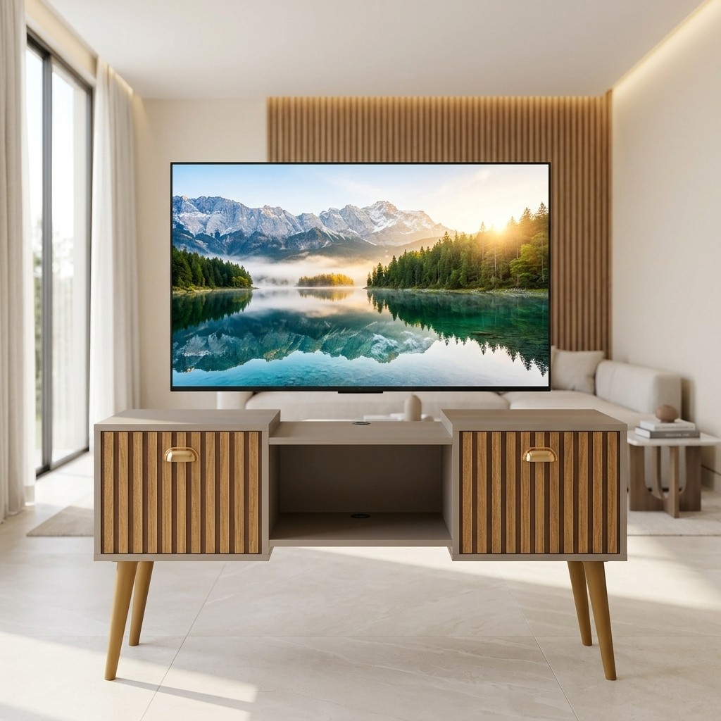 Rack para TV Até 48 Polegadas Orfeu Malbec Wood Retrô 2 Porta 1 Nicho - FENDI RIPADO