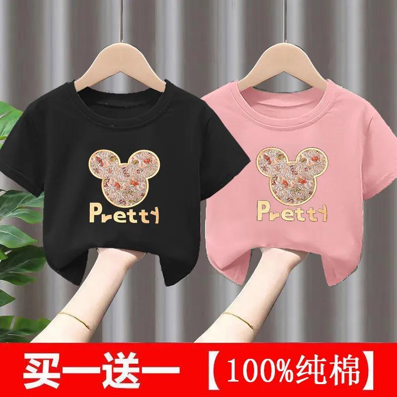 Crianças verão puro algodão de manga curta camiseta bebê médio pequeno crianças meninos meninas curto t meia manga fina 