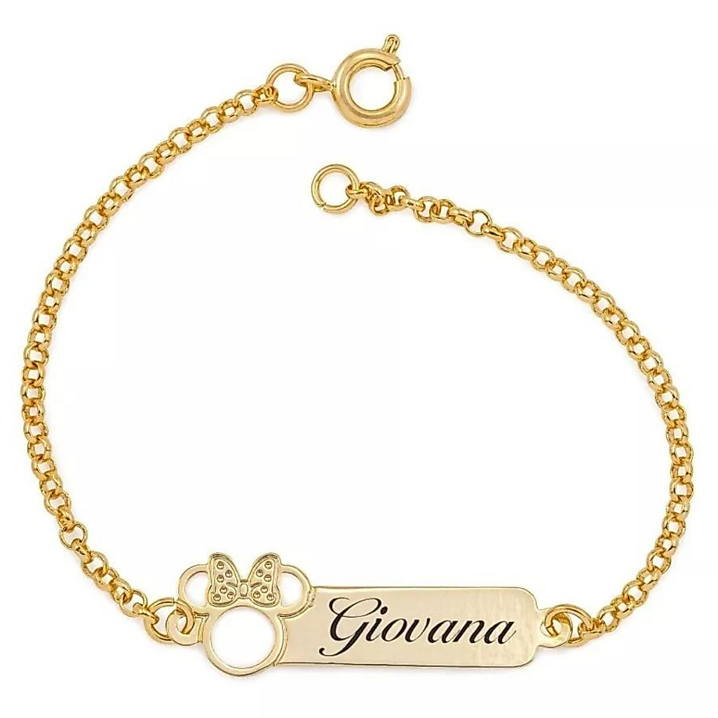 Pulseira para Bebê infantil Nome Personalizado Banho de Ouro