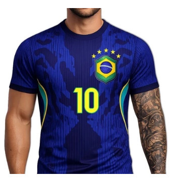 Camisa Camiseta Brasil AZUL SEM NOME ATRAS Torcedor Patriota Copa do Mundo 2026 Dry Fit