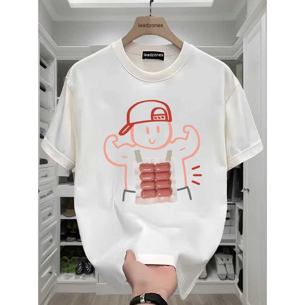 Camiseta masculina de manga curta dos desenhos animados 2026 verão americano Street Wear diversão impresso roupas superi