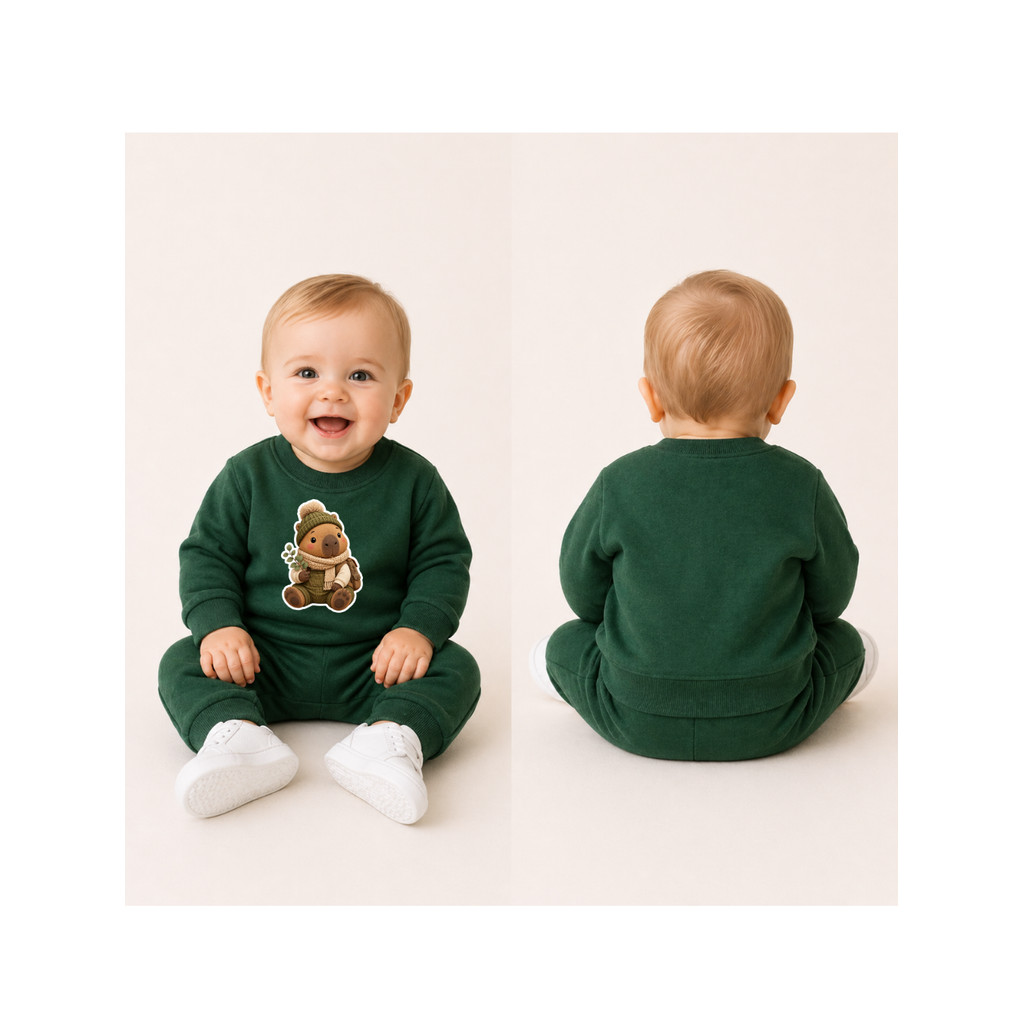 Conjunto Bebê Inverno Moletom Infantil Ursinho Minimalista Felpado Unissex 50% Algodão G ao 4