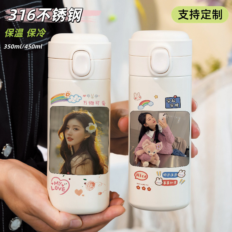 Zhao Lusi Mercadoria Foto Copo Térmico Feminino Estudante Copo Portátil Bonito Tampa Bala Copo de Água de Alto Valor
