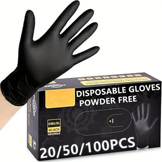 【Resistente e Impermeável】Luvas de Nitrilo Pretas para Cozinha/Descartáveis/Luvas à Prova d'Água