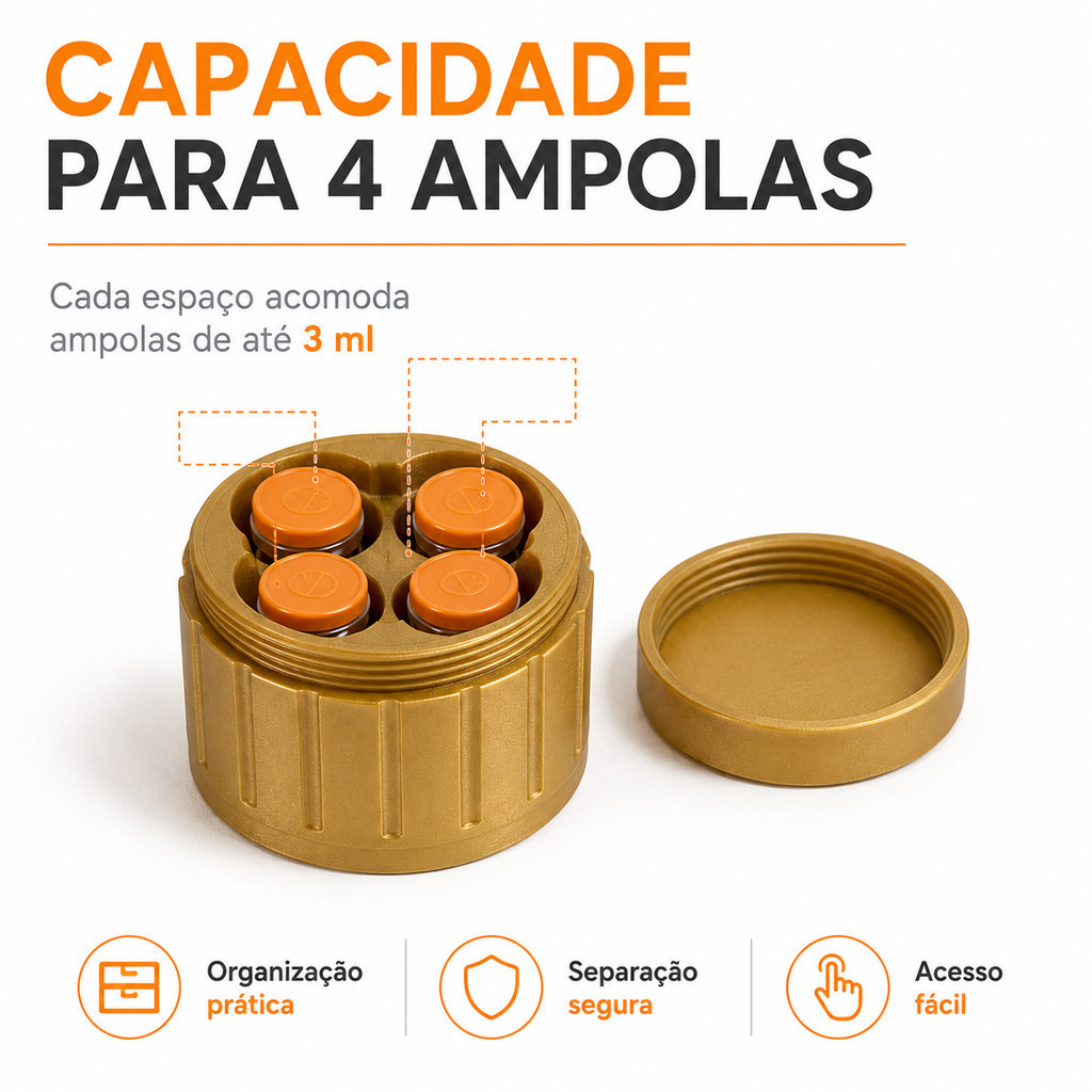 Recipiente Organizador Porta Ampolas 3ml Peptídeos Insulina