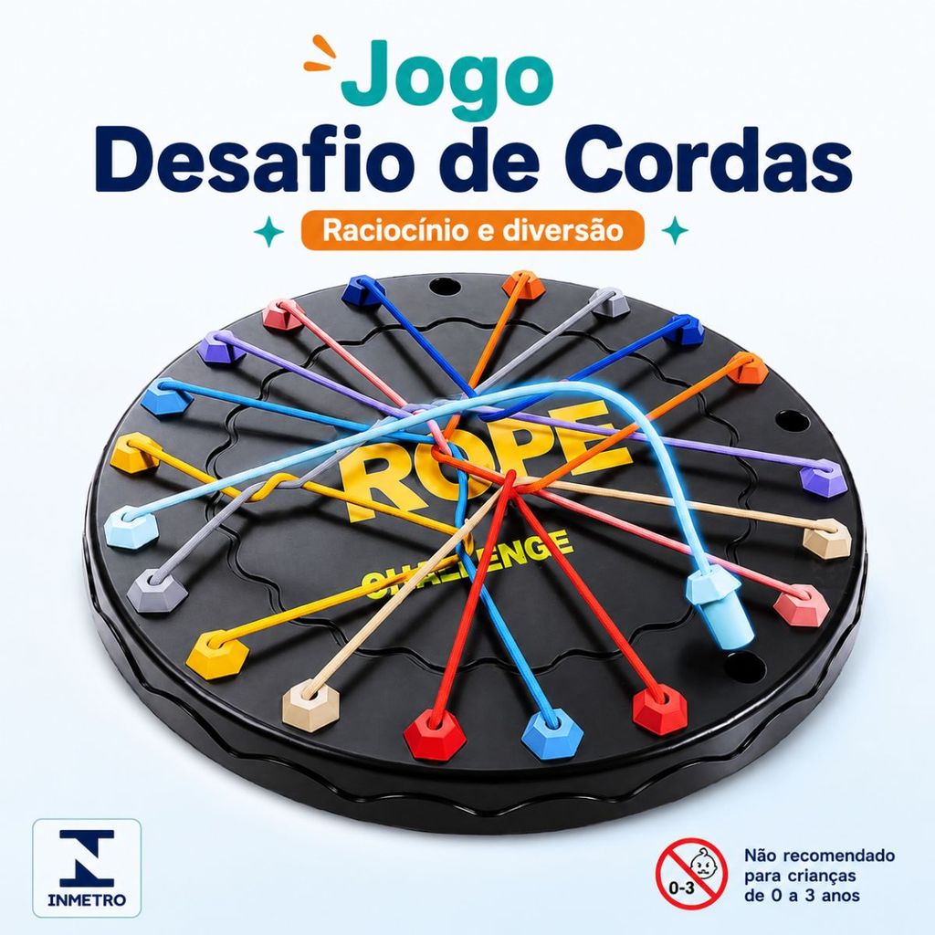 Jogo de Cordas Educativo Raciocínio Lógico Anti Estresse Presente Infantil e Adulto