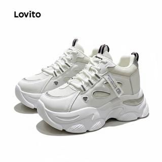 Lovito Tênis Esportivo Casual Para Uso Diário Ao Ar Livre Estilo Coreano Liso Respirável Com Interior Em Mesh Solado Grosso Antiderrapante Cano Alto Para Pickleball Para Mulheres LFA57278