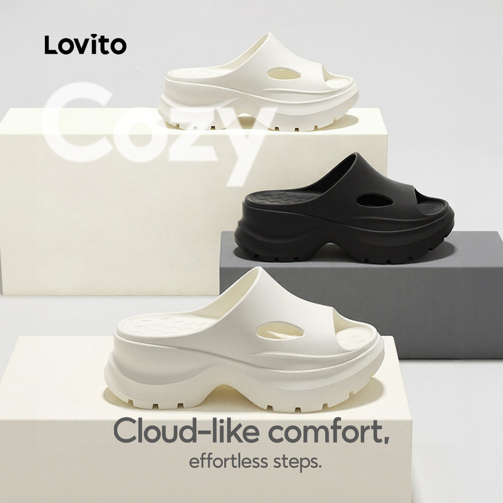 Lovito Sandálias Rasteiras Femininas Com Design Casual E Estilo Coreano LFAS5046