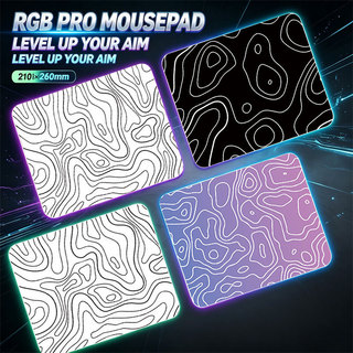 Tapete de Rato Gamer RGB 210x260mm, Estilo Mapa Topográfico Contorno, Antiderrapante, Mouse Pad Pequeno para Jogo