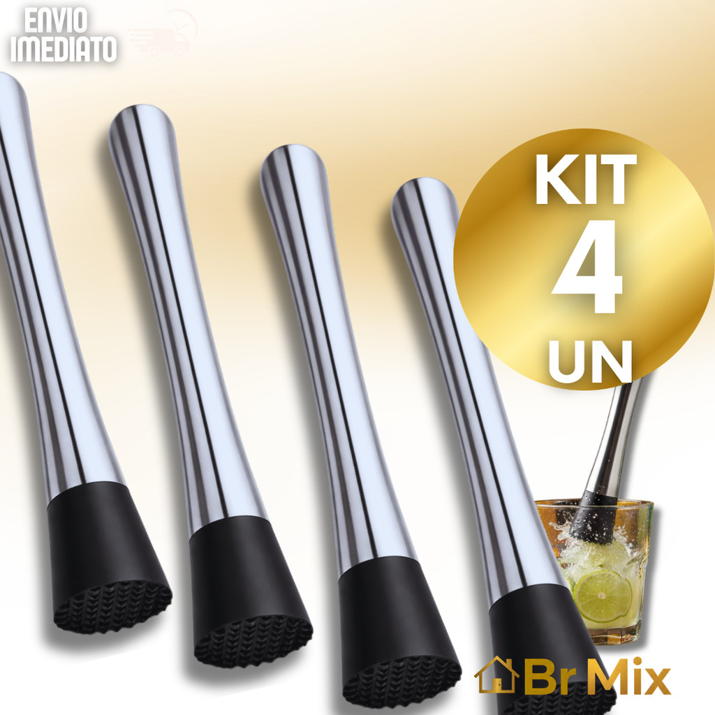 Kit Socador Macerador Inox Para Gelo Caipirinha Barman Drinks Multipla Utilidades Cozinha