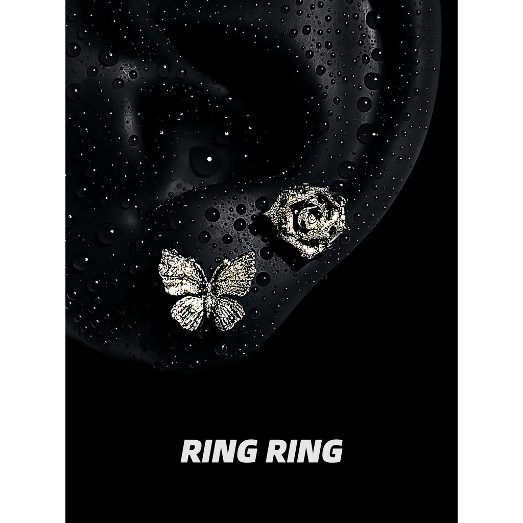 Retro dourado RINGRING loja borboleta brincos médico titânio aço orelha Piercing orelha osso Studs duplo Piercing brinco