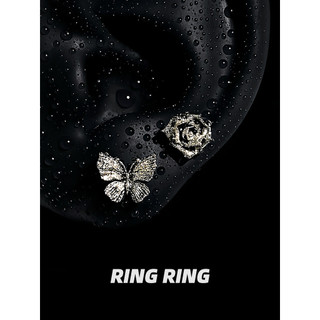 Retro dourado RINGRING loja borboleta brincos médico titânio aço orelha Piercing orelha osso Studs duplo Piercing brinco