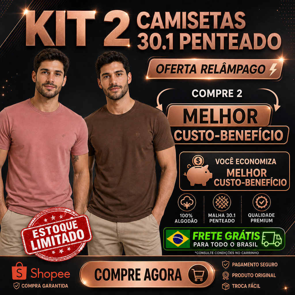 Kit 2 Camisetas Masculina De algodão mais vendida