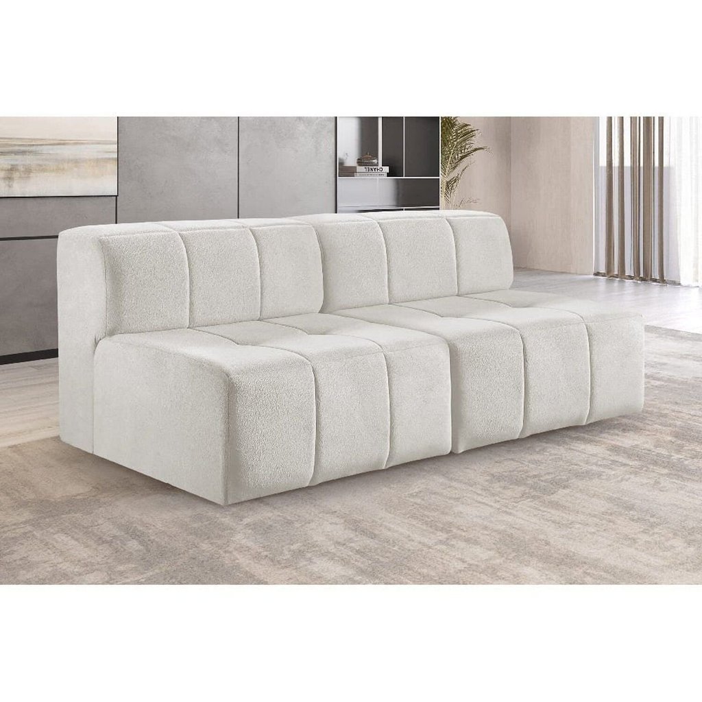 Sofá Modular 2 Lugares Bouclé Bege Sofá na Caixa 172cm Nude