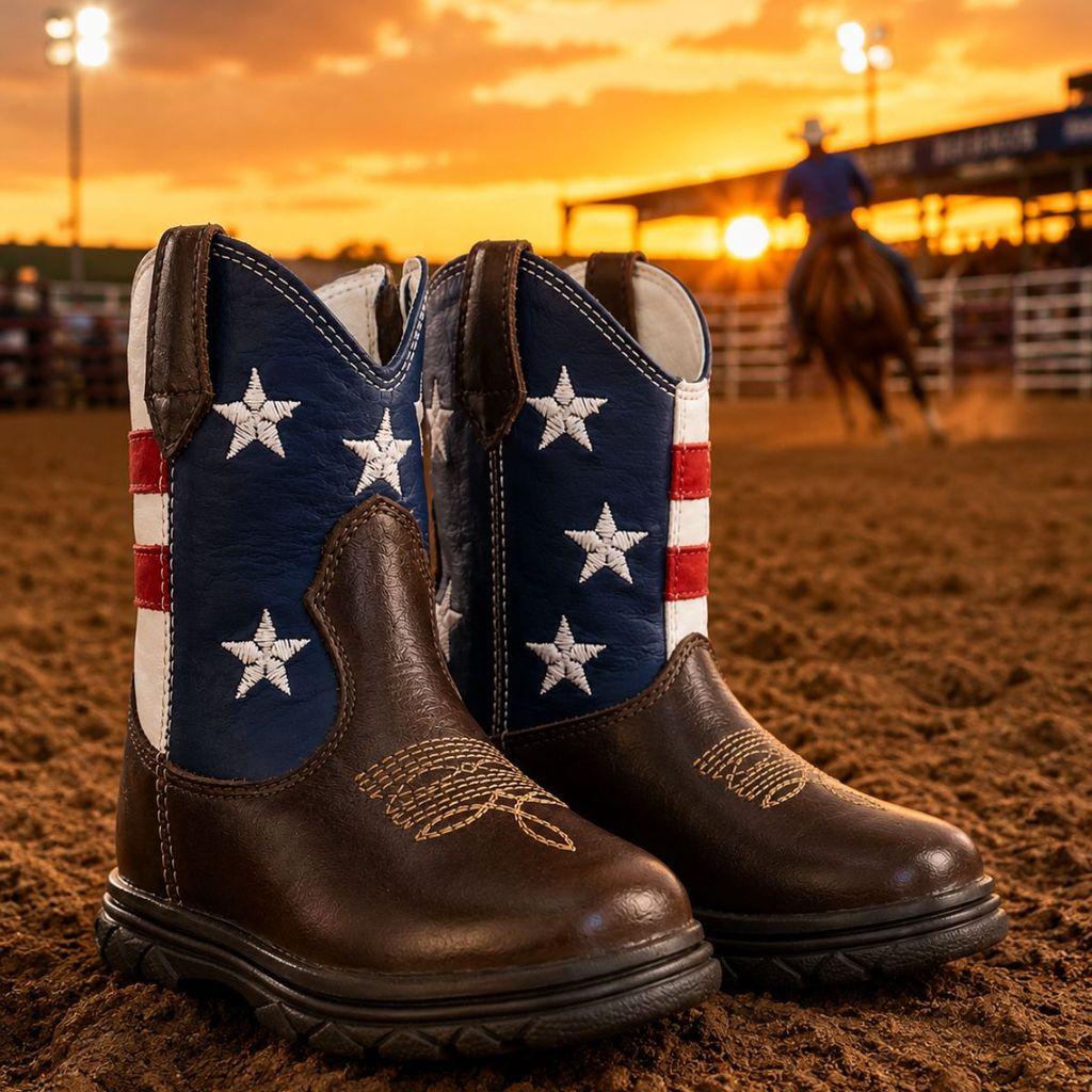 Bota Country Infantil Cano Médio Unissex Confortável Estilo Texana Antiderrapante Casual Rodeio Festa Junina Barretos