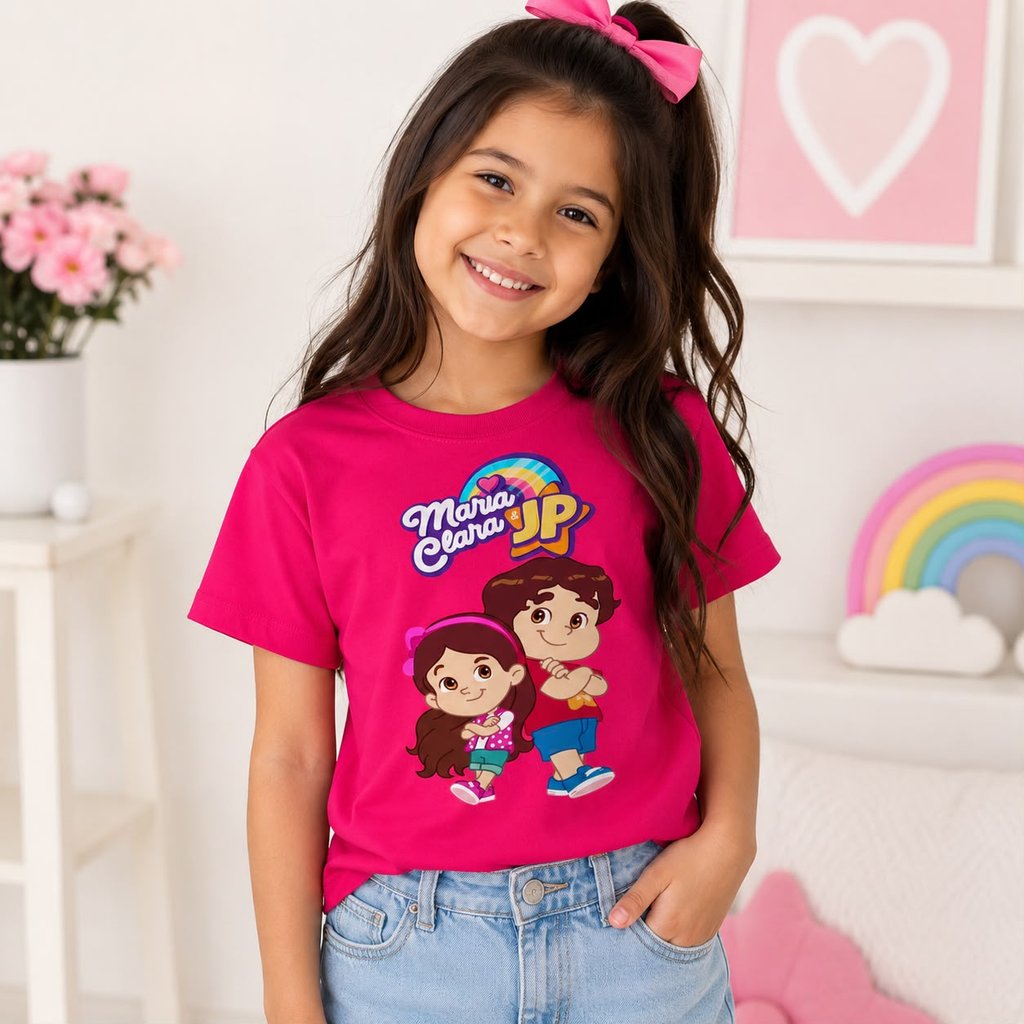 Camiseta Infantil Feminina Maria Clara e JP 100% Algodão Estampada Menina Blusa Infantil Macia Confortável