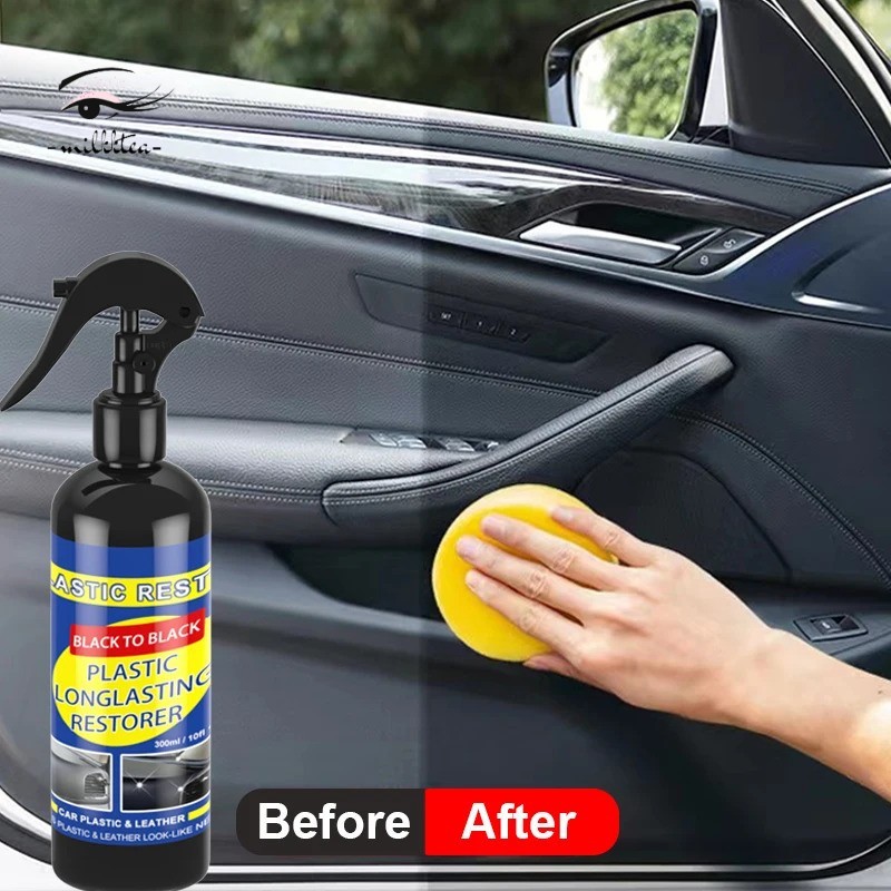 Restaurador De Plástico Para Carro-Limpador De Brilho Preto Polimento De Motor De Couro