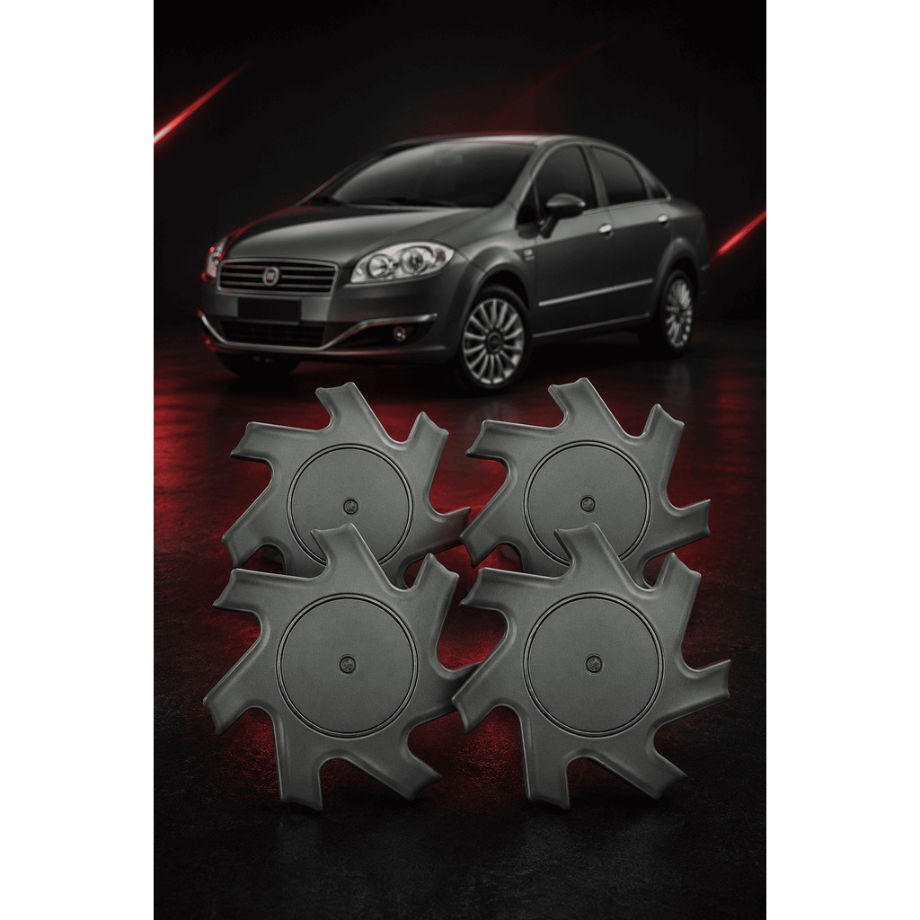 Jogo Calota Tampa Central Roda Zunky 999 Fiat Linea Absolute Grafite