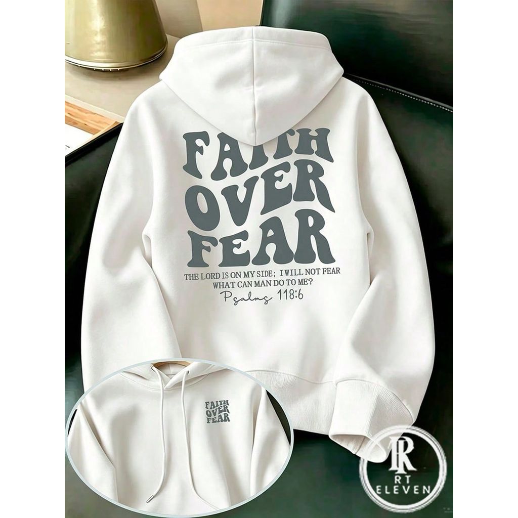 Blusa De Moletom Faith Over fear  Flanelado Blusa de Frio Unissex  Blusa de Frio com Bolso e Capuz Diversas cores