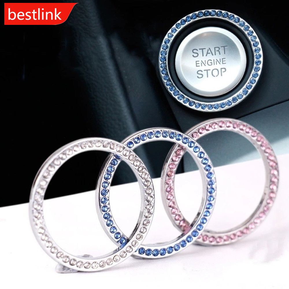 BESTLINK Universal Automóveis Botão Interruptor De Partida Decorativo Diamante Strass Anel Auto SUV Acessórios Decorativ
