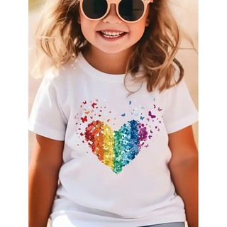 Camiseta Infantil Borboletas E Corações - Estampas Exclusivas para Crianças 100% Algodão Unissex Menino E Menina