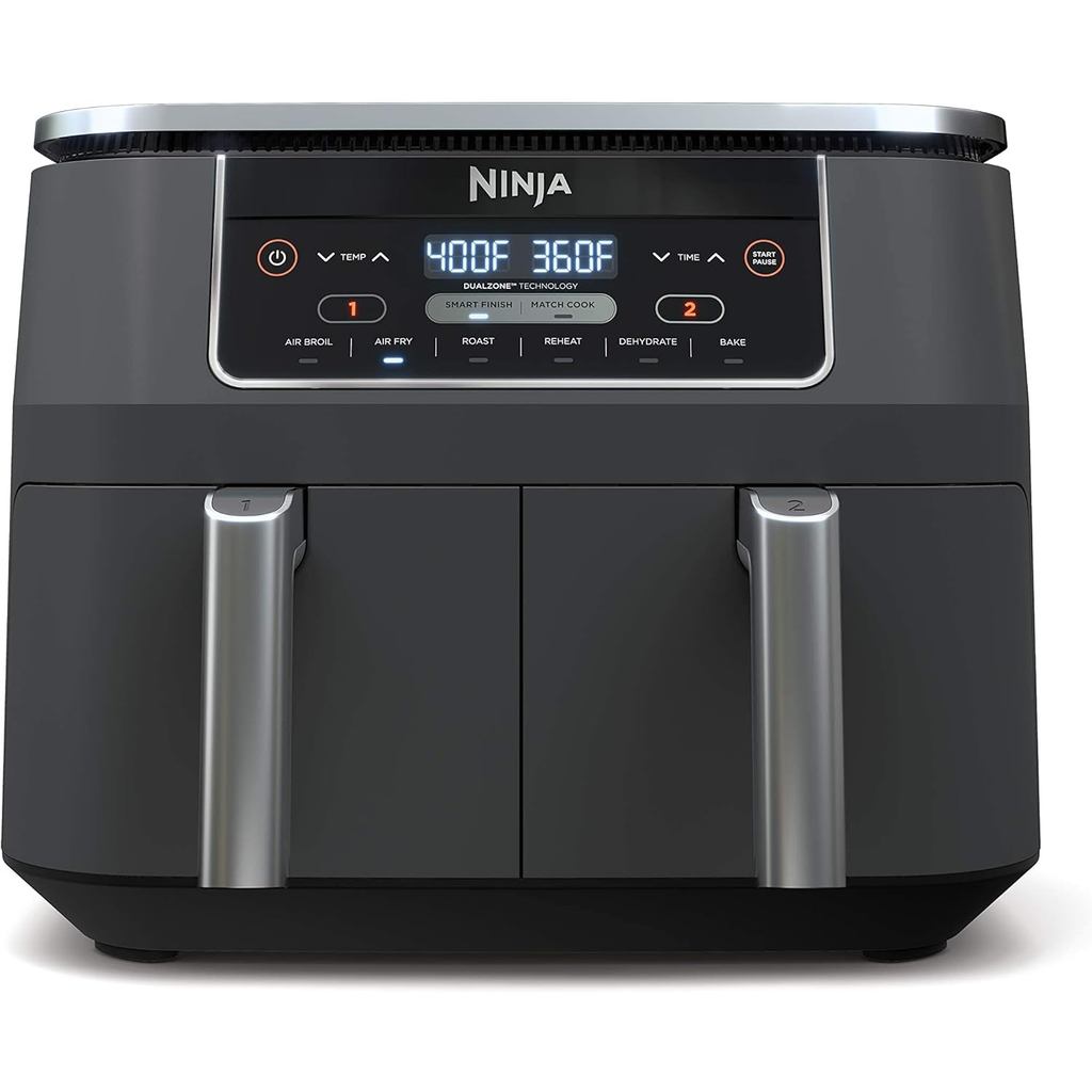 Ninja DZ201 Foodi 8 Quart 6 Em 1 DualZone Fritadeira De Ar De 2 Cestas Com De Fritura Independentes , Combine Cook E Aca