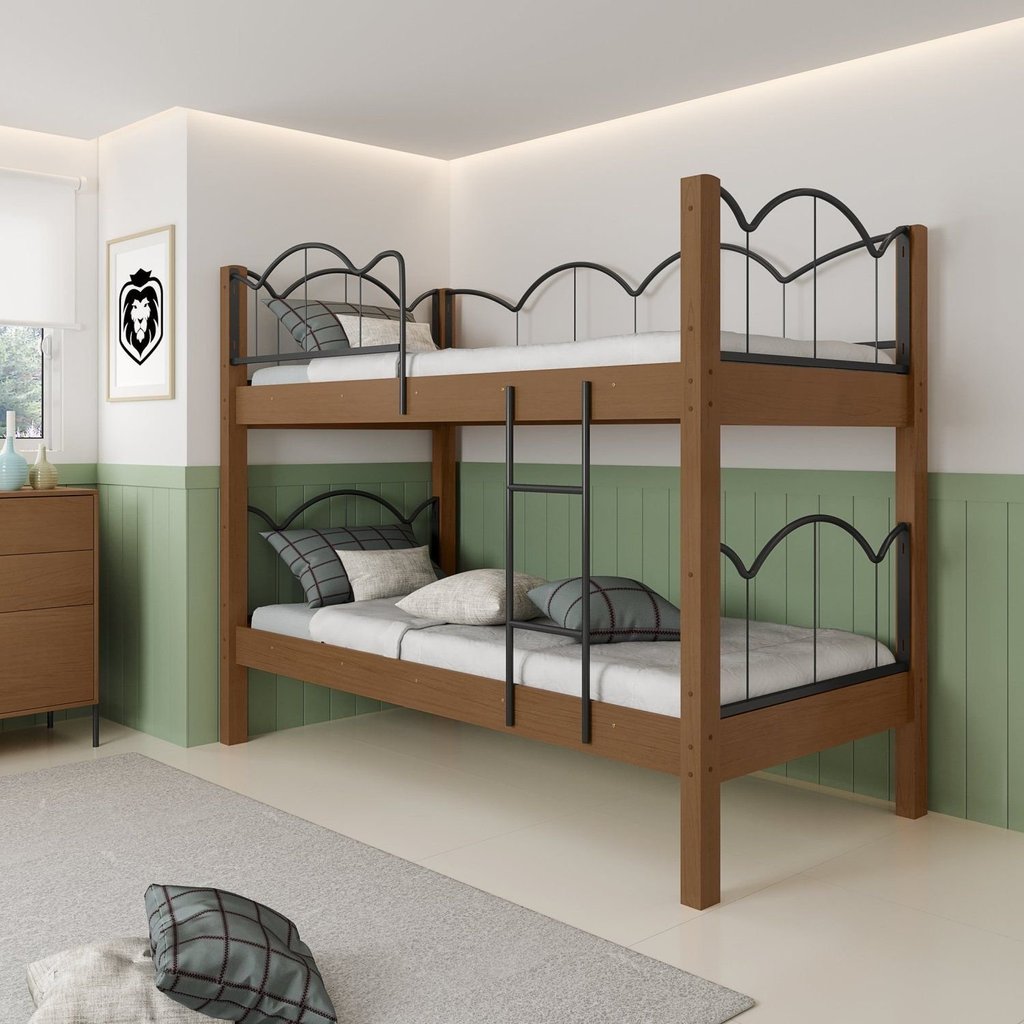 Beliche Solteiro em MDF Oasis 88 Marrom/Preto/Nature