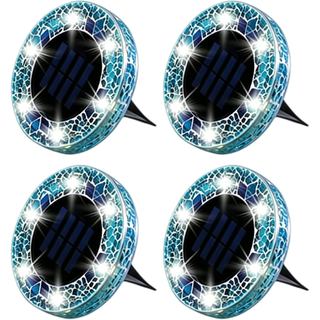Luz solar em forma de disco Marseille, à prova d'água, para jardim, com LED de vidro, interruptor automático, luz decora