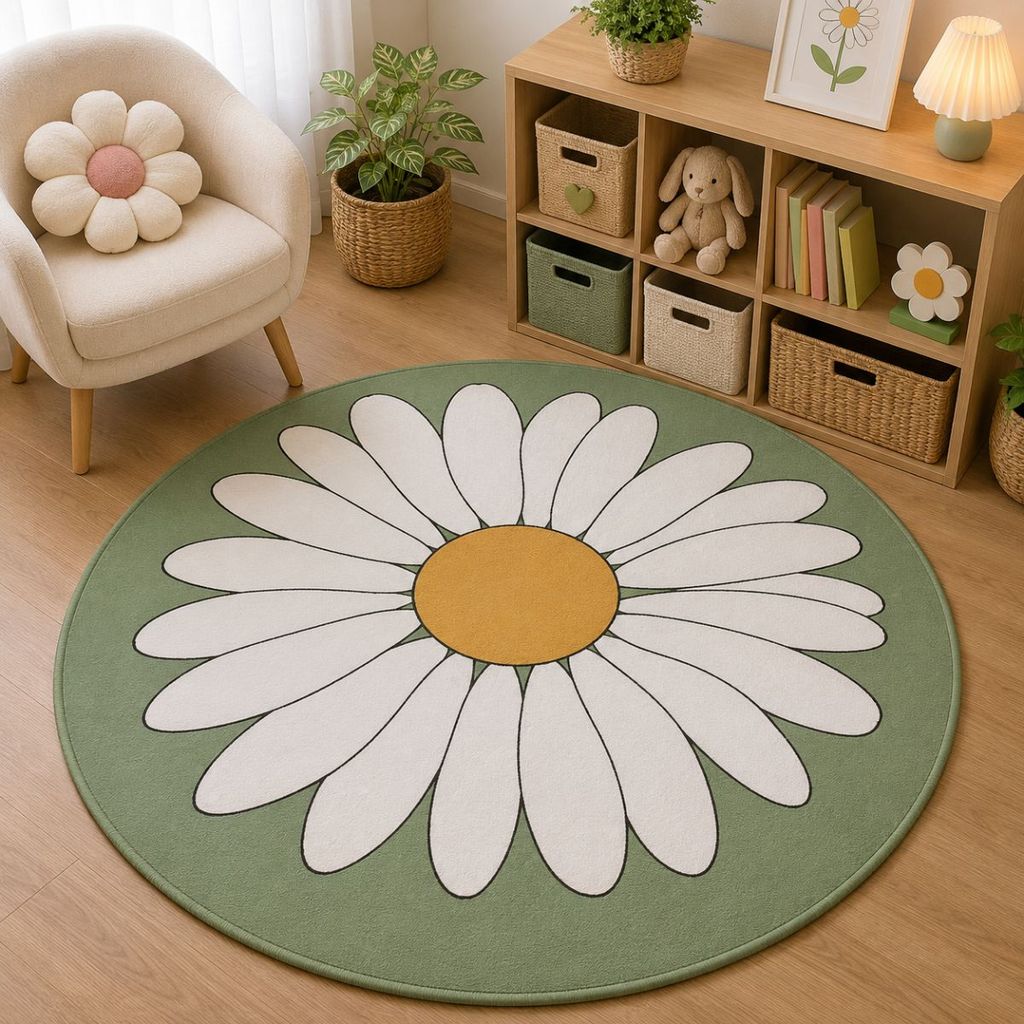 Tapete Redondo Decorativo 88cm Antiderrapante para Sala e Quarto 2225