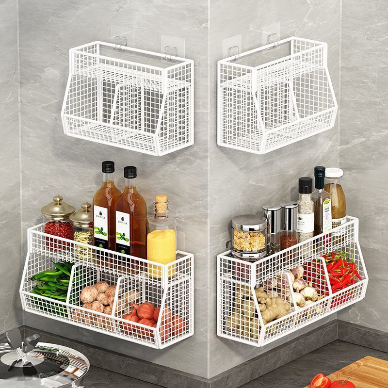Prateleira de cozinha cebola gengibre alho tempero Rack sem perfuração prateleira parede tempero multifuncional fixado n