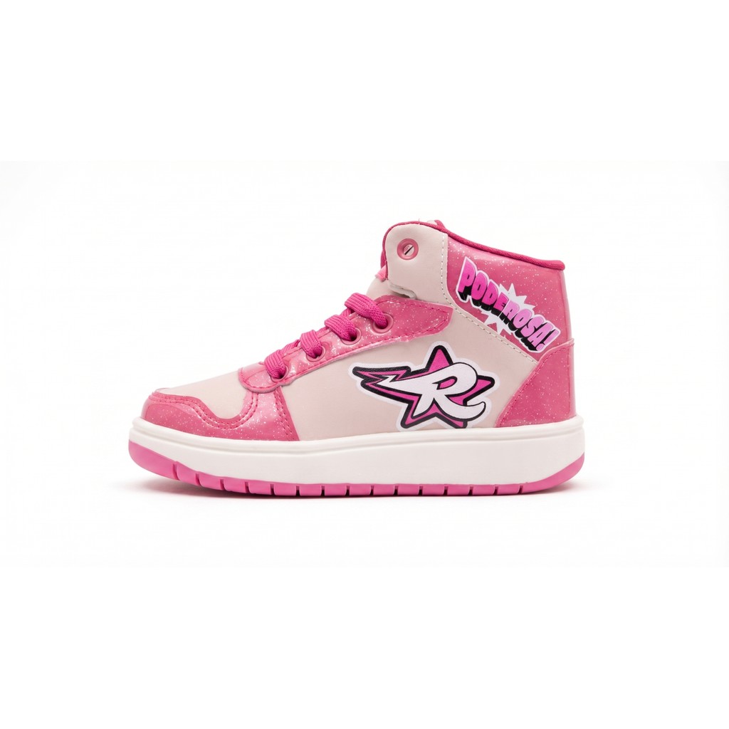Tenis Meninas Infantil Cano Alto Casual dos Rosas Emily Vick