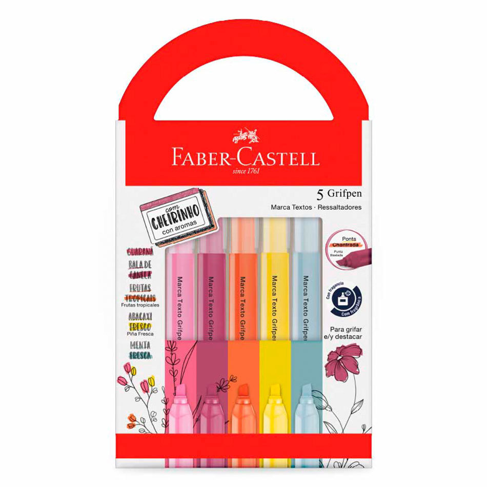 Pincel marca texto Grifpen com 5 unidades Revigora & Energiza MT/ES5REZF\357005 Faber-Castell
