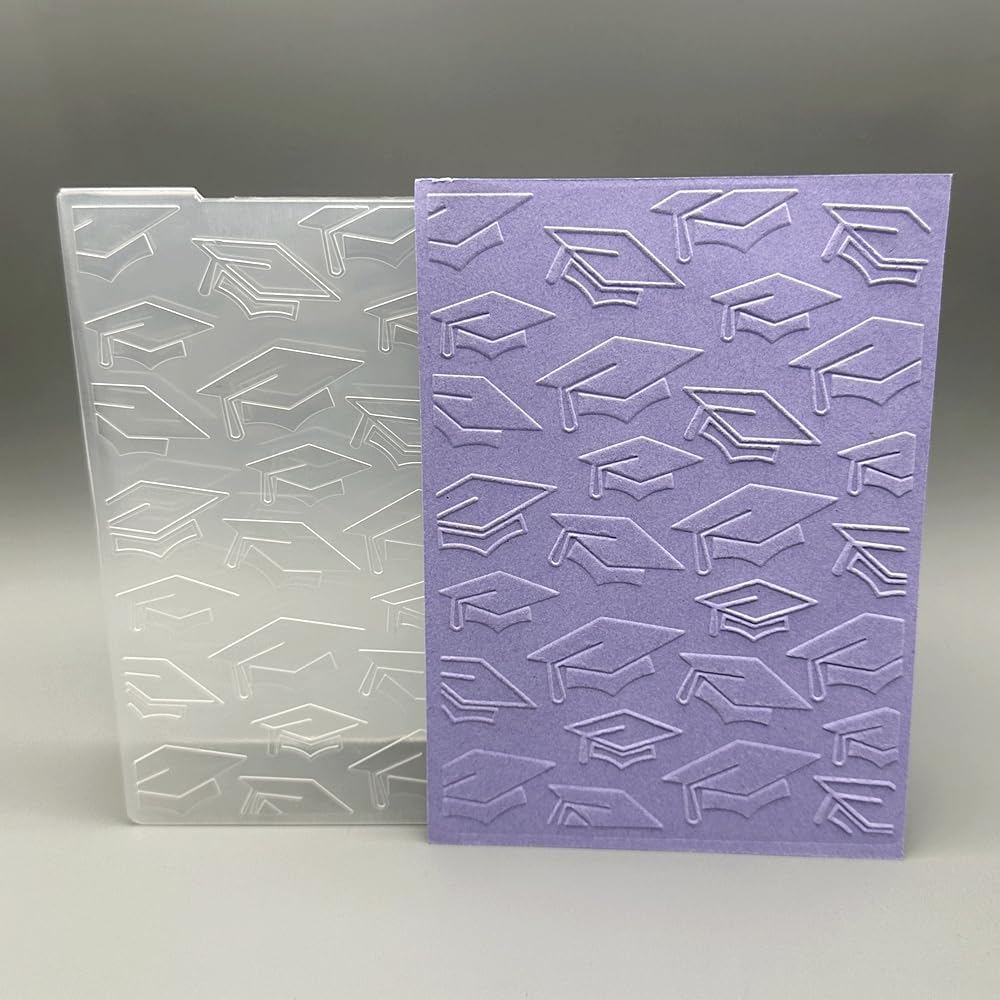 Pasta de Relevo Plástica 3D com Textura de Chapéu de Formatura 4,13x5,71 Polegadas para Criação de Cartões, Scrapbooking