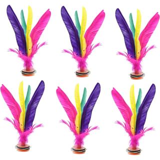 Pacote com 6 Peças de Jianzi Chinês Colorido com Penas para Exercícios de Esporte com os Pés