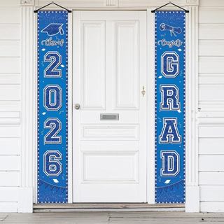Faixa de Formatura Azul para Varanda, Faixa de Parabéns para Formandos, Faixa de Varanda da Turma de 2026 para Porta da 
