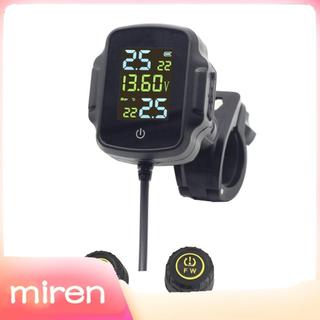 miren.br Detector de pressão de pneus Sistema de monitoramento de motocicleta com 2 sensores externos com suporte para