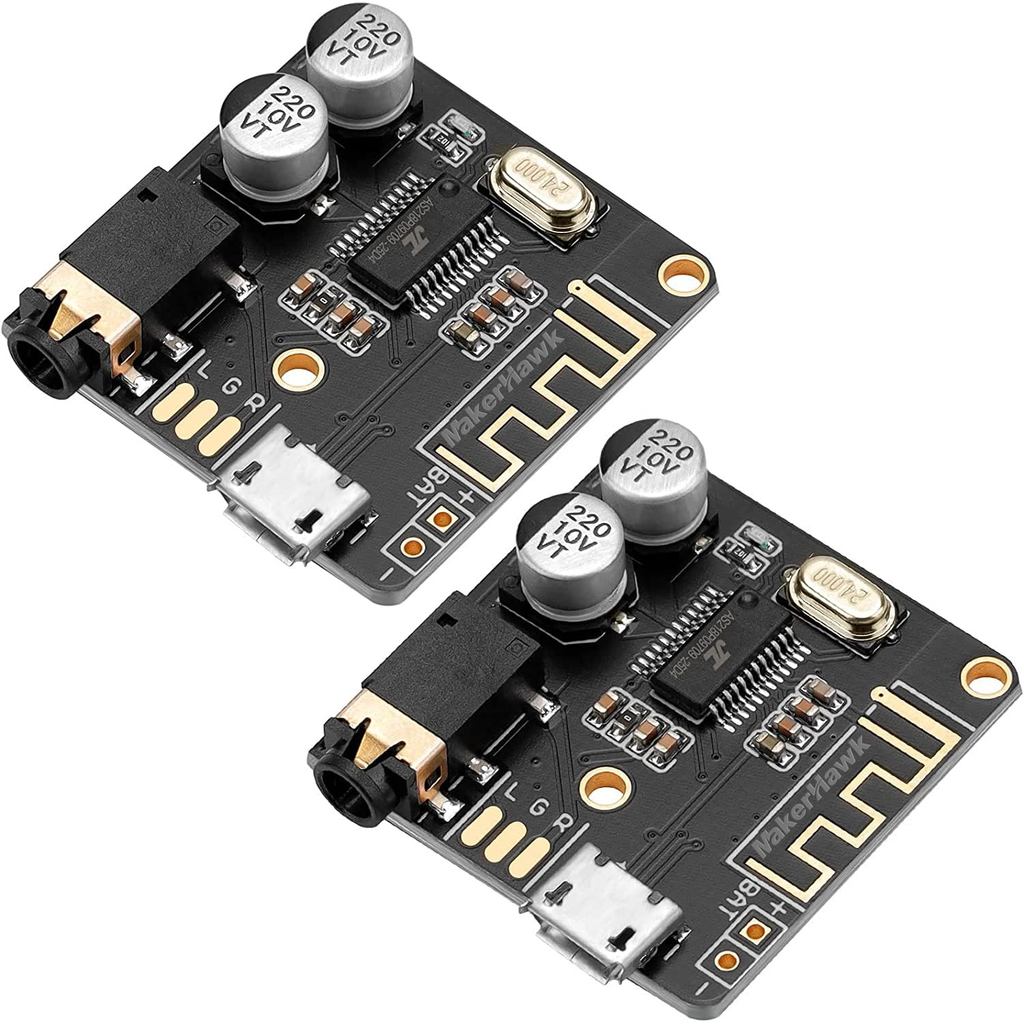 MakerHawk 2 peças Placa Receptora de Áudio Bluetooth BT 5.0 Amplificador de Áudio Estéreo 3.7-5V Amplificador de Alto-Fa