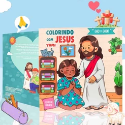 Livro De Colorir God is Good Colorindo com Jesus Historias Bíblicas Folhas 180g + Acetato Brinde
