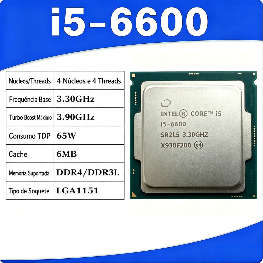 Processador Intel Corey i5-6600 i5 6600 i5-6600 Quad Core 3.3 GHz-3.9 GHz 6 MB de memória lenta 14nm PCIe 3.0 LGA 1151 6