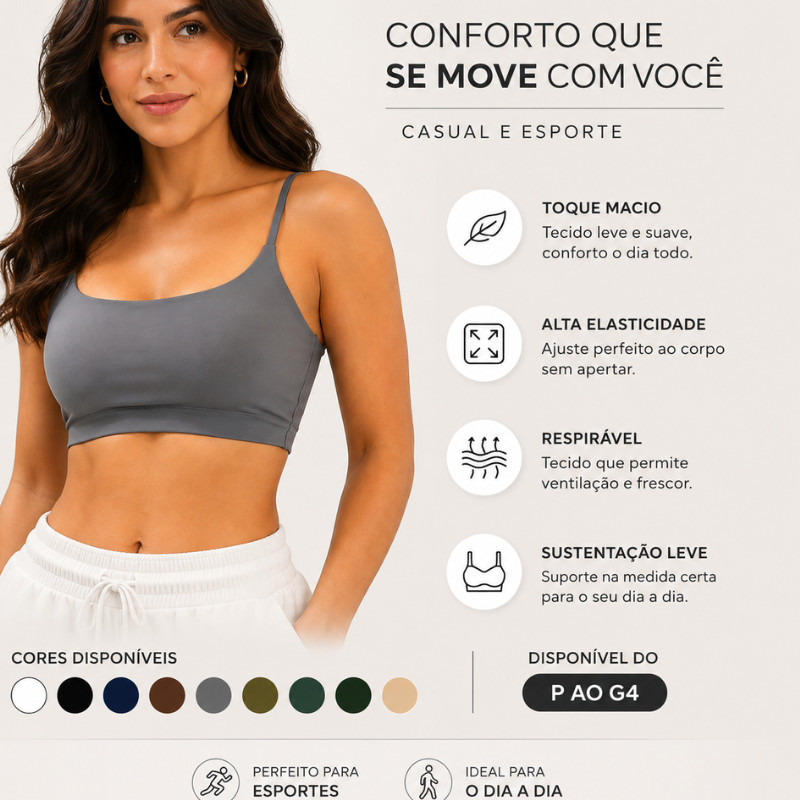 Kit 3 Tops Academia Feminino Suplex Alça Fina Forro Duplo Sustentação Sem Bojo — imagem 2 de 2