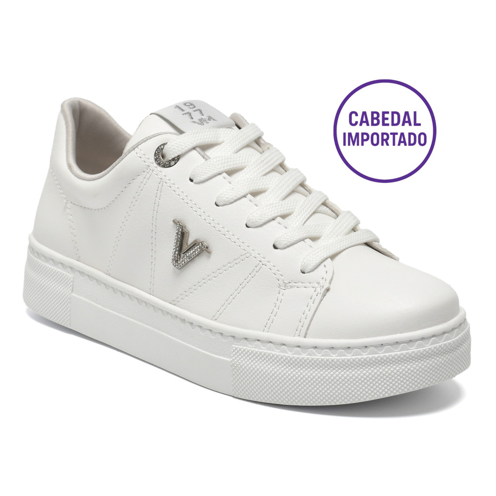 Tênis Via Marte Feminino Branco FlatForm Detalhe Brilho