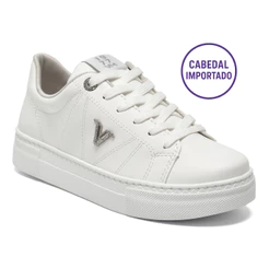 Tênis Via Marte Feminino Branco FlatForm Detalhe Brilho