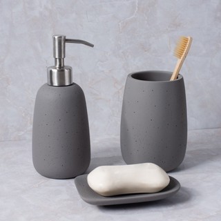 Conjunto de três peças de luxo leve para banheiro, garrafa de loção, copo de enxaguatório bucal, pires de sabão, conjunt