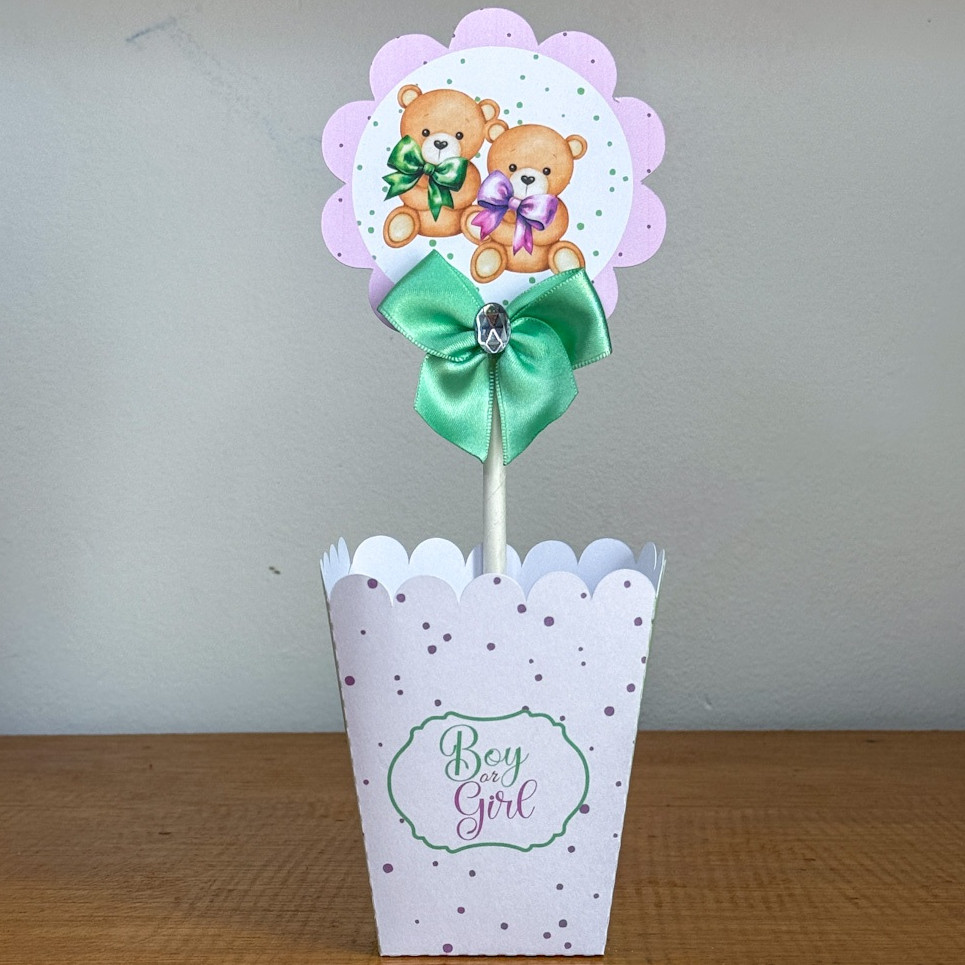 Cachepô  Centro de Mesa Chá Revelação Ursinhos Lembrancinhas para Festa Lembrancinhas personalizadas Festa Infantil