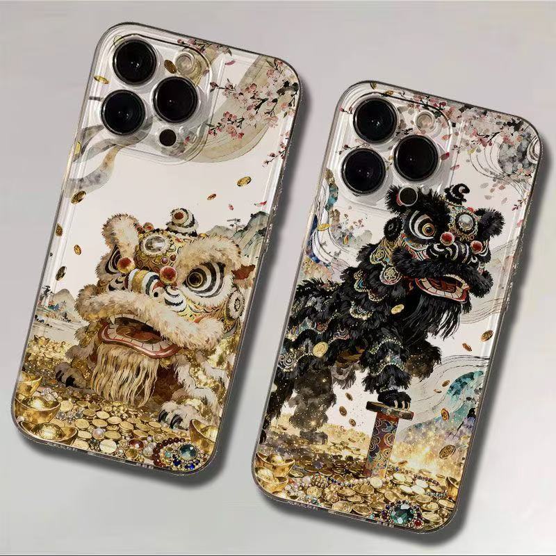 Softcase Samsung Guochao Despertar Leão Para A15 A55 A54 A35 A05S A14 A34 A05 A03 S20 S21 S23 FE S24 S23 S25 ULTRA M53 M