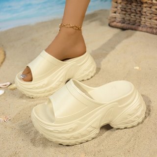 Chinelos de dedo aberto de um Pedal, sandálias femininas verão à beira-mar férias estilo praia sapatos de caminhada, sap